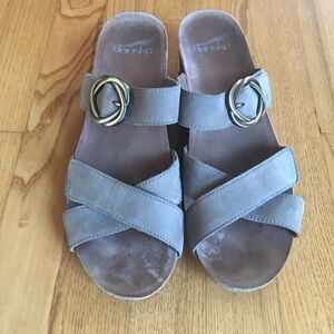 DANSKO WOMENS SUSIE WEDGE SANDAL TAUPE MILLED NUBUCK cork womens size 39 8.5 9